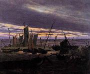Caspar David Friedrich, Boats in the Harbour at Evening